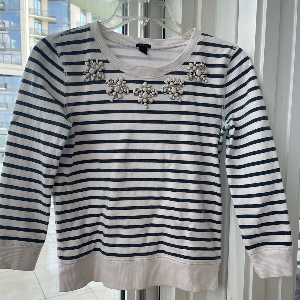 J.Crew striped embellished top